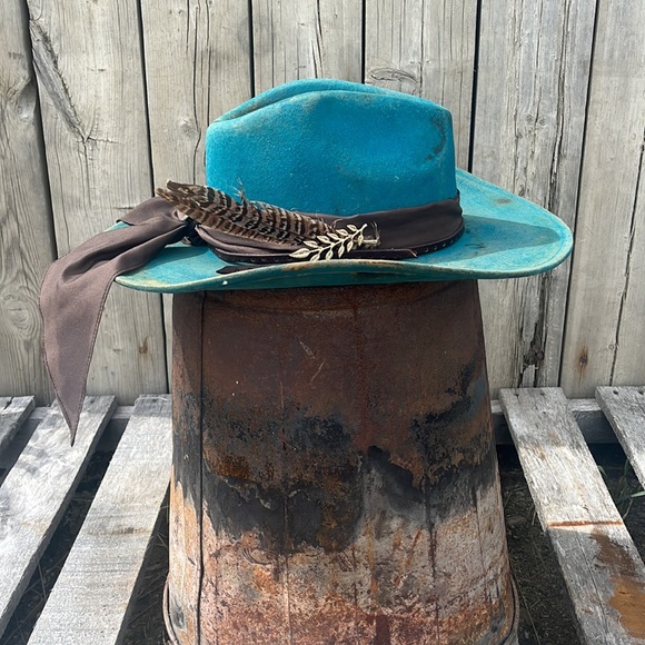 Accessories - TEAL COWBOY HAT SIZE 7